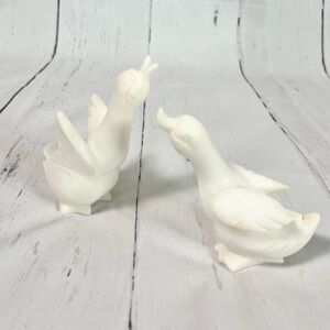 Two Vintage Stone carved Geese made in Italy